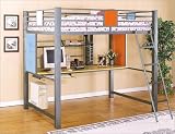metal loft bed compare Powell 517 117A / 517 257 Teen Trends Full Loft Study Desk Bunk Bed