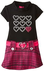 Girls Polyester Chevron Print Plaid Print  Sequined Spaghetti Strap Full-Skirt  Dress With a Bow(s)