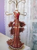 Jewelry display stand Tall Burgundy Victorian