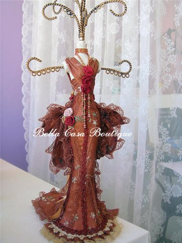 Jewelry display stand Tall Burgundy Victorian