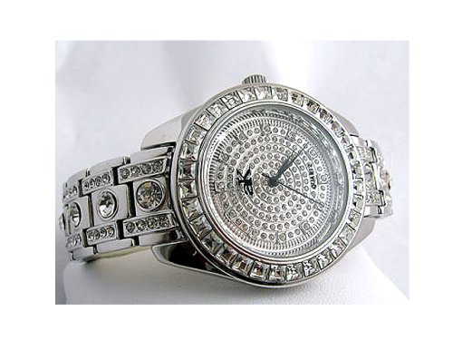 Adee Kaye Iced Out Special Edition Mens Watch With White Austrian Crystals