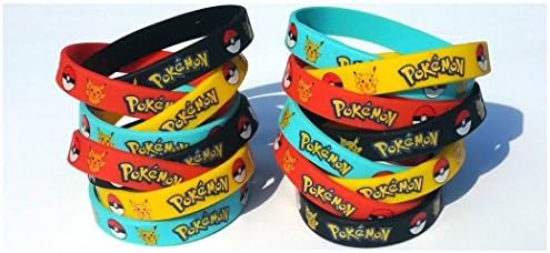 (16 Count) Pokemon Style Party Supplies Silicone Wristband Bracelet Favors