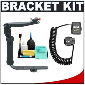 Precision Design Quick Flip Rotating FB350 Flash Bracket + Off-Camera Extension Cord for Pentax K20D K200D K2000 Digital SLR Cameras