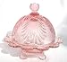 Pink Glass Shell Footed Butter Dish