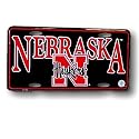 University of Nebraska Lincoln UNL Cornhuskers- Black Metal License Plate - NebraskA FlatTop Arch Nlogo design