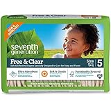 Seventh Generation Free and Clear Sensitive Skin Baby Diapers, Original Unprinted, Size 5, 115 Count