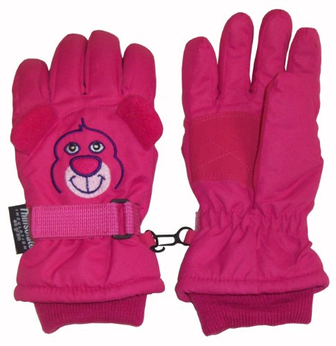 N"ice Caps Girls Thinsulate and Waterproof Bear Face Taslon Ski Glove (2-4yrs)