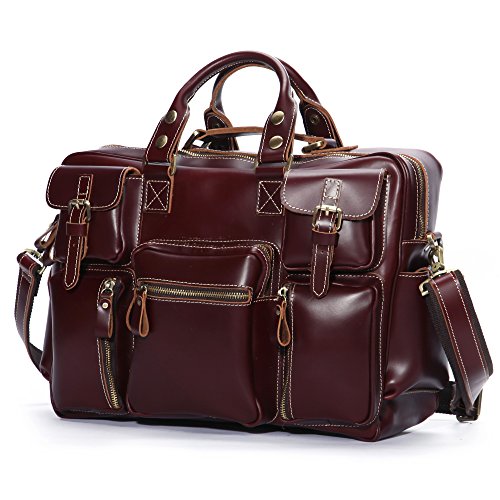 Leathario Mens Leather Laptop Bag, Leather Briefcase, Leather Business Bag Office Bag