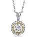 Sterling Silver 2-Tone CZ Solitaire w/ Side Stones Pendant Necklace image 1