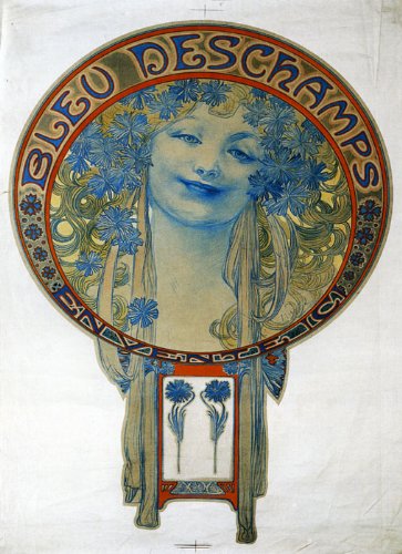 Lady with Flowers Blue Deschamps By Alphonse Mucha Was a Czech Art Nouveau Painter and Decorative Artist 30