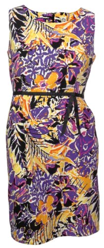 Sangria Women's Sleeveless Printed Dress (14, Black/Purple Multi)