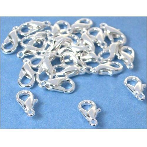 25 Lobster Clasps Claw Silver Plated 12x5.5mm Beading