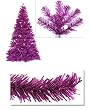 6' Pre-Lit Fuschia Full Artificial Sparkling Tinsel Christmas Tree- Pink Lights