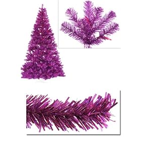 8 Pre-Lit Fuschia Artificial Sparkling Christmas Tree - Pink Lights