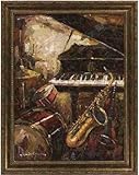 Hand Painted Oil Painting on Canvas in Saxophone Fantasy Theme