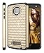 Moto Z Force Case, Moto Z Force Droid Case, Style4U [Shockproof] Studded Rhinestone Crystal Bling Hybrid Armor Case for Motorola Moto Z Force/Moto Z Force Droid with 1 Stylus [Gold/Black]