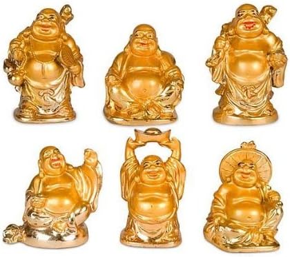 Set of six 2" Golden Buddhas