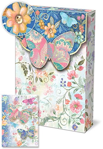 Punch Studio Pouch Note Cards Butterfly with Gold Foil Embellishments 46573