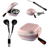 Earphone Case - Clamshell Style with Zipper Enclosure, Inner Pocket, and Durable Exterior! + Includes a 4-inch eBigValue Determination Hand Strap as a gift!! + Includes a Set of Hi-Fi Noise-Reducing Ear Buds Headphones for your MP3 Players 3.5mm stereo Jack