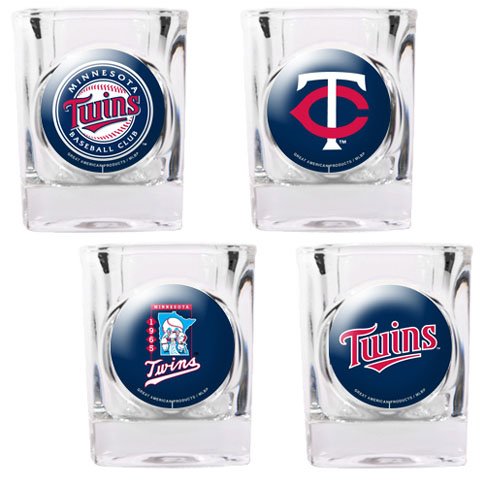 MLB Minnesota Twins Four Piece Square Shot Glass Set (Individual Logos)