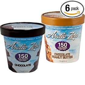 Arctic Zero Mix and Match 150 Calories Per Pint Combo Pack. Chocolate Peanut Butter and Chocolate Frozen Desserts (3 of Each Flavor) Pack of 6