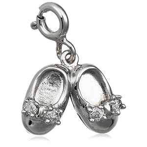 Buy Sterling Silver 1 10 cttw Diamond Baby Shoes Charm by Amazon.com Collection