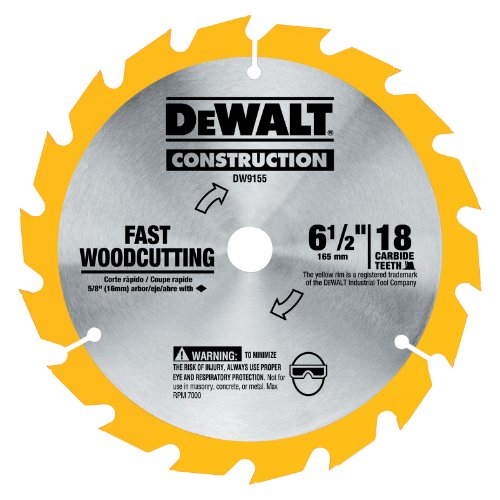 DEWALT DW9155 6-1 2-Inch 18 Tooth ATB Fast Cutting Carbide Saw Blade with 5 8-Inch Arbor