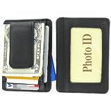 910EB Fine Leather Hand Crafted Mans Man's Mens Men's Mini Wallet ID Credit Card Holder with Megnetic Money Clip ~ Vine Branch