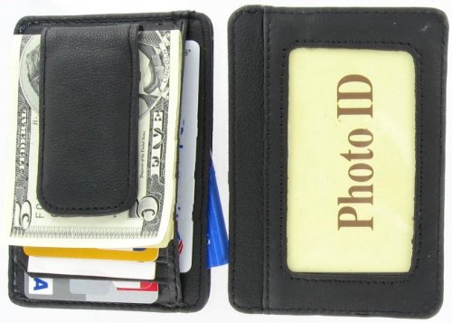 Printed grain cow hide leather money clip with magnet