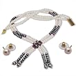 Beaded Jewelry Set Chokar Pearl Necklace Earrings 17 "