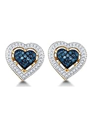 0.40 cttw. Diamond Heart Earrings 10K Yellow Gold