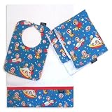 Rocket Rascals Bib, Burp Cloth and Cuddle Blanket Set