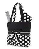 Monogrammable Black & White Polka Dot Quilted (3) Piece Diaper Bag