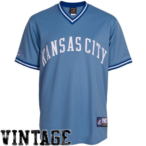 Majestic Kansas City Royals Cooperstown Collection Throwback Jersey - Light Blue (Large)