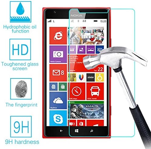 Nokia Lumia 1520 Tempered Glass Screen Protector Guard,Bubble-free Anti-Scratch Ultra Clear Thin 9H Premium Tempered Glass 0.26mm HD Screen Protector Film for Nokia Lumia 1520