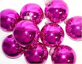 Set of 9 Shiny Fuschia Pink Glass Ball Christmas Ornaments 2.75