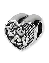 Sterling Silver Angel Heart Charm Bead Fits Pandora Chamilia Biagi Bracelet