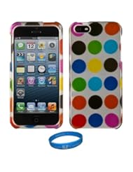 Wireless: Colorful Rainbow Circles Design SumacLife 2 Piece Snap On Faceplate Protective Crystal Hard Case Cover for Apple iPhone 5 NEWEST MODEL + SumacLife TM Wisdom Courage Wristband - SumacLife