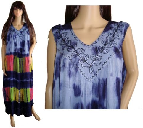 Blue Tie Dye Maxi Dress/beach Cover up One Size