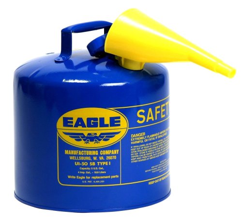 Images for Eagle UI-50-FSB Blue Galvanized Steel Type I Kerosene Safety Can with Funnel, 5 gallon Capacity, 13.5