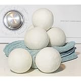 Dryer Balls - 6 Pack XL Premium 100% Organic Wool - Reusable Natural Fabric Softener Ball (6 Pack)