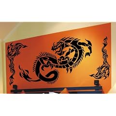 WANDTATTOO DRACHE TRIBAL WANDAUFKLEBER WANDSTICKER WALLPRINT (Gr��e Drache 56 x 126 cm , Gr��e Tribals 75 x 36 cm) Nr.130