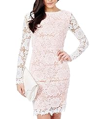 Sexy Sophisticated Open-Back Lace Long Sleeves Knee Length Floral Print  Dress