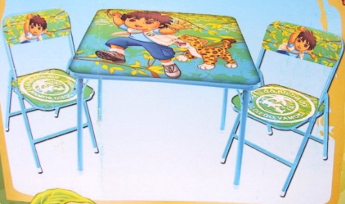 Go Diego Go Kid’s Blue 3-Piece Folding Table and Chair Set