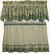 Dreams Green Floral with Gingham Check Kitchen Tier Curtain, 54"x14" Double Scoop Valance
