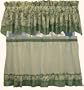 Dreams Green Floral with Gingham Check Kitchen Tier Curtain, 56"x24" Tier