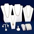 White Leatherette Large Jewelry Display 8 Pc Set New