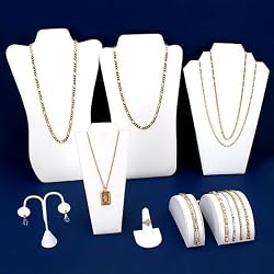 White Leatherette Large Jewelry Display 8 Pc Set New