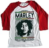 Bob Marley Face Baseball Style White Raglan Juniors T-shirt