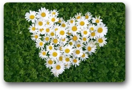 Love Heart Daisy Flower Non-slip Doormat,Floor Mat Door Mat Rug Indoor/Outdoor/Front Door/Bedroom Mats 23.6(l) X 15.7(w) Inch